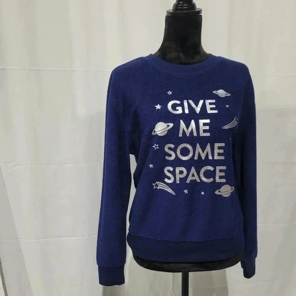 No Boundaries Give Me Some Space Sweatshirt Juniors Metallic Stretch M (7-9) - Picture 2 of 8